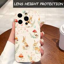 1PC Phone Case ,  Bunnies Mushrooms Flowers Leaves Stars , Stylish Phone Case, Phone Decoration, All-around Lens Protection, Creative Small Gift, Funny Gift for Boys and Girls - Negro - Ver 4