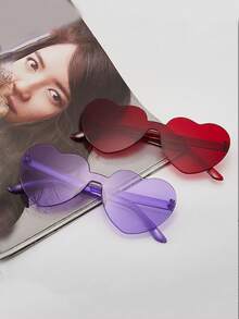 طقم من 11 قطعة نظارات حفلات بشكل قلب - نظارات بإطار ملون بشكل قلب، خيار هدية مثالي لعيد الحب والمناسبات الأخرى، نظارات مضحكة، نظارات ملونة - متعدد الألوان - مشاهدة 3