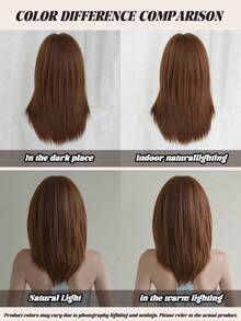 NAMM 20英寸棕色女士假发，中长层次直发，带刘海，优雅蓬松，全机烫耐热，适合日常佩戴，完美适用于节日、音乐节、万圣节、角色扮演、动漫或服装搭配。 - 棕色 - 查看 8