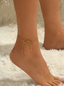 1 pieza/2 piezas Tobillera minimalista de moda con mariposa, tobillera de cadena de serpiente de acero inoxidable de lujo, versátil y femenina - Mariposa - Ver 1