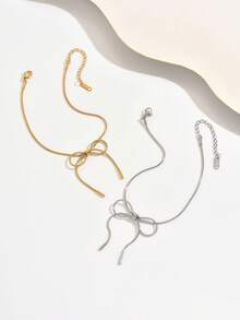 1 pieza/2 piezas Tobillera minimalista de moda con mariposa, tobillera de cadena de serpiente de acero inoxidable de lujo, versátil y femenina - Mariposa - Ver 8