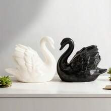 1pc Minimalist Black & White Swan Ceramic Decor, Entryway Decoration, Housewarming Wedding Gift, Model Home Decor, Gift For Girlfriend, Friend, Valentine's Day - Multicolor - View 5