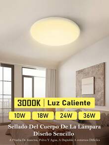 Lámpara de techo LED de montaje empotrado, lámpara de techo lámpara de baño para lámpara de techo blanco 3000K - Blanco Cálido - Ver 2