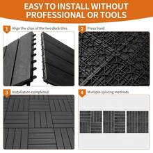 XZGB Polymer Composite Interlocking Deck Tiles Outdoor12x12 Composite Decking Boards For All Weather Use Waterproof Poolside Balcony Patio 4Pcs Black 4 Sqft - 黑色 - 查看 3