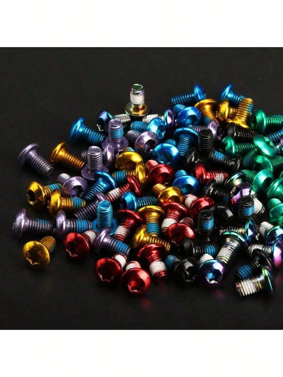 这套包含12颗自行车碟刹盘螺丝，采用高强度7075-T6铝合金制成，颜色鲜艳，方便您个性化定制并牢固固定自行车的刹车系统。它们经久耐用，安装精准，确保您的碟刹盘在激烈骑行中也能牢固固定。