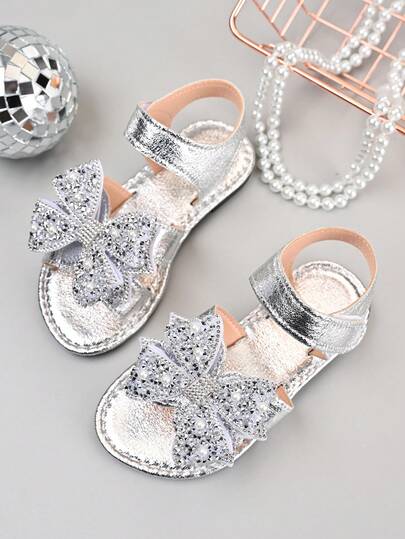 1 Pair Girls' Sweet Fashion Elegant Flat Sandals, Non-Slip, Durable, Comfortable, Lightweight, Suitable For Party, Gathering, Outdoor, Girls Shoes