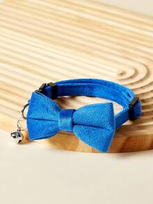 PETSIN 1pc Suede Bowknot Pet Collar With Bell, Adjustable Velvet Neck Strap For Cats