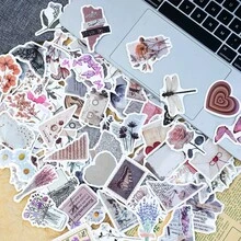 120pcs Retro Stickers, Scrapbooking Aesthetic Stickers, Suitable For Daily Planner, Water Bottle, Notebook, Miscellaneous Diary Stickers, Adult Scrapbooking Diary DIY Paper Craft - Multicolor - View 6