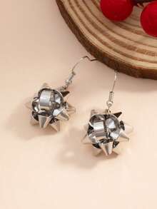 1 Pair Fashionable Personalized Silver Metal Design Women Earrings, Christmas Accessories (No Card) - Silver - View 3