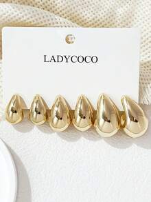 LADYCOCO 3对优雅水滴耳环套装，适合女性日常佩戴，可搭配约会、派对和日常穿着。 - 金色套裝ABC - 查看 4