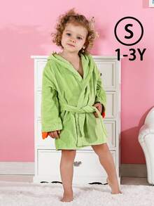 MICHLEY Kids Green Dinosaur Hooded Bathrobe, Soft & Comfortable, Suitable For Bathing, Swimming Pool - Green Type a - View 8