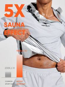 HOTSUIT Herren Saunaanzug Set, beinhaltet Sweatshirt und Jogginghose, ideal für Fitnessstudio-Workouts; Herren Sportjacke und Hose, auch geeignet als Valentinstags-Geschenk - Hellgrau - Übersicht 4