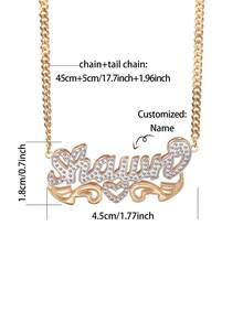 定制双层双色心形蕾丝汽车花朵名字项链，父亲节礼物，母亲节礼物，情人节礼物，生日礼物，周年纪念日礼物，毕业礼物，圣诞节礼物，优雅的家庭礼物，适合周年纪念日、生日、日常佩戴、舞会、母亲节、情人节、毕业典礼、婚礼等场合，黑色、银色、金色，时尚、多彩、复古、简约、男女皆宜、休闲、可爱，可定制、个性化、独特，送给他的理想礼物，送给她的理想礼物，送给男朋友、女朋友、爸爸、妈妈、家人、朋友，适合周年纪念日、生日、毕业典礼、舞会、派对等场合，定制时尚文字项链，别致秋季，新年魅力 - 金色+銀色 - 查看 4