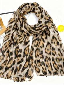 1pc Women's Bohemian Leopard Print Headscarf, High-Quality Digital Print Versatile Soft & Breathable Scarf/Shawl, Elegant Multifunctional Sun Protection Wrap, Suitable For Daily Wear - Multicolor - View 6