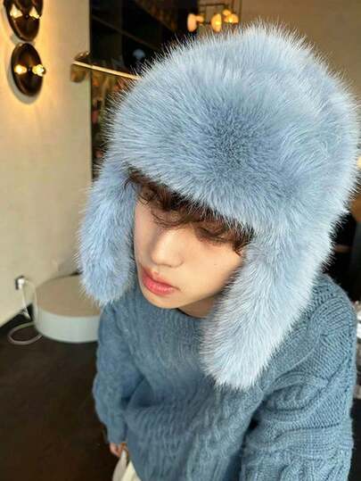 Gorro de trampero de invierno unisex con forro de peluche, sombrero de piel sintética esponjoso y con orejeras, resistente al viento para clima frío, adecuado para senderismo, esquí y uso diario, regalo para fiesta de Navidad. Equipo de invierno