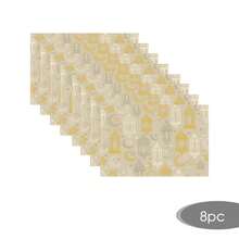 Manteles individuales y camino de mesa de lino para Ramadán (2/4/6/8 piezas) - Diseño de luna nueva con estrellas y farolillo Farnus, 12x18 pulgadas, adecuado para decoración del hogar, decoración de fiestas, reuniones festivas, decoración de Ramadán, cocina, restaurante, decoración de mesa de comedor del hogar - Multicolor - Ver 18