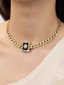 1 朋克风格夸张动物设计男士项链适合日常通勤多种场合 - 金色 - 查看 12