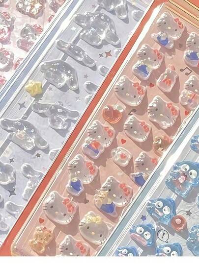 1张可爱3D图案装饰贴纸，玩具DIY，手机装饰，女孩适用，浮雕水晶，儿童宝石贴纸，手工拼图奖励贴纸，适合学生和儿童，DIY贴纸，新年礼物，情人节礼物，复活节礼物