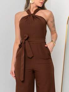 Tailored Jumpsuit M3094 - Rust Brown - View 8