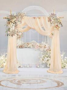 2 piezas de 20cm*275cm Tela de cortina para arco de boda en color blanco, verde musgo, blanco y rosa claro de gasa. Cortinas de gasa adecuadas para bodas, propuestas, compromisos y decoraciones de fondo. Decoraciones de fiesta de cumpleaños, cortinas, escenarios, carpas, decoración de mesa de banquete de boda, decoraciones de fiesta de boda/vacaciones, Día de San Valentín - Multicolor - Ver 6