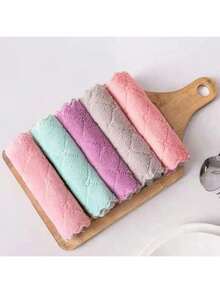 5 piezas de paños de limpieza XL de colores aleatorios, gruesos, suaves, de secado rápido y sin aceite, toallas de microfibra fáciles de limpiar, ideales para la cocina, el restaurante, la mesa, el lavado de autos y el pulido, cocina, baño, hogar, artículos del hogar - Multicolor - Ver 8