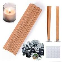 160pcs Of DIY Wooden Strip Wick And Base. Candle-Making Wick, Available In Single And Double Pieces, With Iron Support. DIY Candle Making. High-Quality Wooden Candle Wick. Produces Crackling Sound During Burning. - Multicolor - View 4