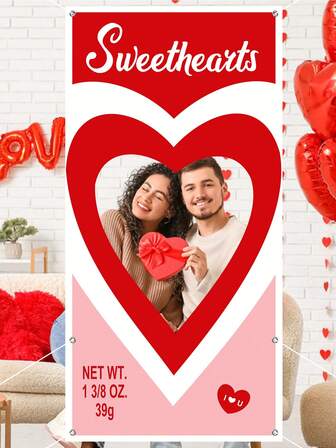 Alla hjärtans dag-fest fotobåsrekvisita, röda hjärtformade parfotodekorationsrekvisita, lämplig för alla hjärtans dag, bröllop och årsdagsfotodekoration