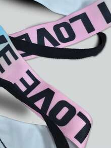 Runway Rest Colorful Lettered Fitness Sports Bra With Adjustable Criss-Cross Straps, Wireless, Suitable For Yoga, Outdoor Activities - Black - View 8