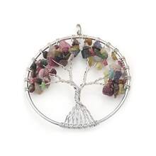1pc Synthetic Crystal Multicolor Life Tree Pendant - Synthetic Crystal Beads Aura Talisman - White Ring - View 14