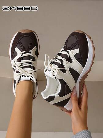 ZKBBO Damskor för fitness och promenader, mångsidiga modesneakers för alla årstider, lätta korssneakers i PU-läder