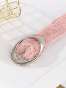 The New Autumn And Winter Collection Features A Rabbit-Like Plush Pink Light Luxury Belt, A Fashionable And Handcrafted Diy   Women's Belt - Hồng - Xem 6