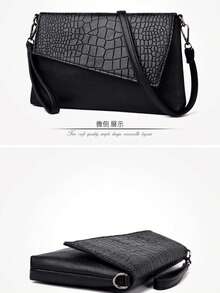 Luxury Crocodile Embossed Clutch Bag, Fashion One Shoulder Party Handbag For Women, Versatile Personalized Crocodile Pattern Clutch - Black - View 3