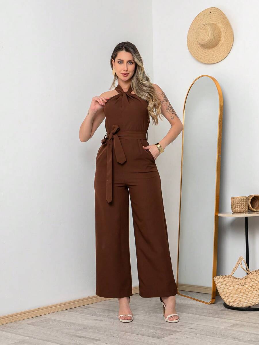 Tailored Jumpsuit M3094 - Rust Brown - View 1