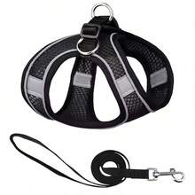 Reflective Dog Harness, Breathable Mesh Pet Leash, Suitable For Walking And Running - Black - View 8