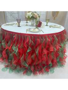 4 pies/6 pies/8 pies/9 pies/14 pies Faldas de mesa de organza, faldas de mesa rizada, faldas de mesa de sauce llorón, adecuadas para mesas de comedor rectangulares o redondas, para duchas nupciales, cumpleaños, fiestas de boda, banquetes, faldas de mesa para pasteles, decoración del hogar. - Multicolor - Ver 121