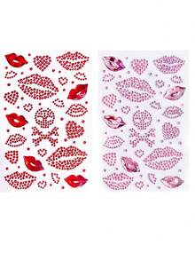 1 cái/2 cái Miếng dán đính đá lấp lánh hình môi/trái tim dành cho Ngày Valentine này sẽ làm nổi bật khuôn mặt hoặc cơ thể - tự dính, dễ dán (bóc và dán) và có thể tái sử dụng. Có sẵn màu hồng/đỏ lãng mạn (phù hợp với không khí Ngày Valentine), rất lý tưởng cho những buổi hẹn hò, tiệc tùng hoặc chụp ảnh. - Nhiều màu - Xem 9