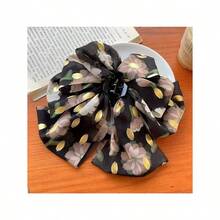 1pc Women's Romantic Floral Bowknot Hair Clip With Gold Foil Elegant And Sweet Hair Accessory For Large Quantity Hair Valentine's Day Hair Claws Claw Clips Hair Clips Hair Jaw Clip Hair Clamps Hair Clutch Hair Catcher Clip Bow Accessories School Stuff College Fall Winter Flower Hair Accessories For Women For Vacation Outfits Woman - 彩色 - 查看 5