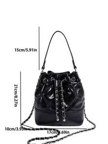 1pc Women's Bucket Bag, Fashionable Chain Shoulder Crossbody Bag, Ladies Small Handbag