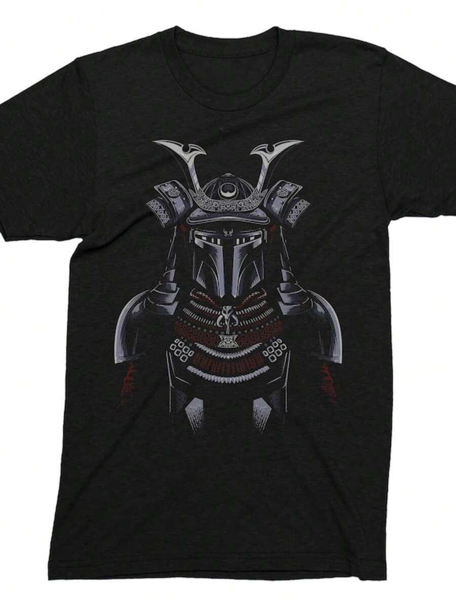 Mandalorian Samurai Unisex T-Shirt Adults & Kids Fun Themed Men's Shirt 100 % Cotton Soft Feel T-Shi - 黑色 - 查看 1