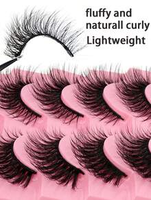 10 Pairs Natural Fake Mink Eyelashes, Soft And Fluffy, Reusable Thin Band Lashes, Natural Curl, Christmas Decoration - Natural Lashes - View 7