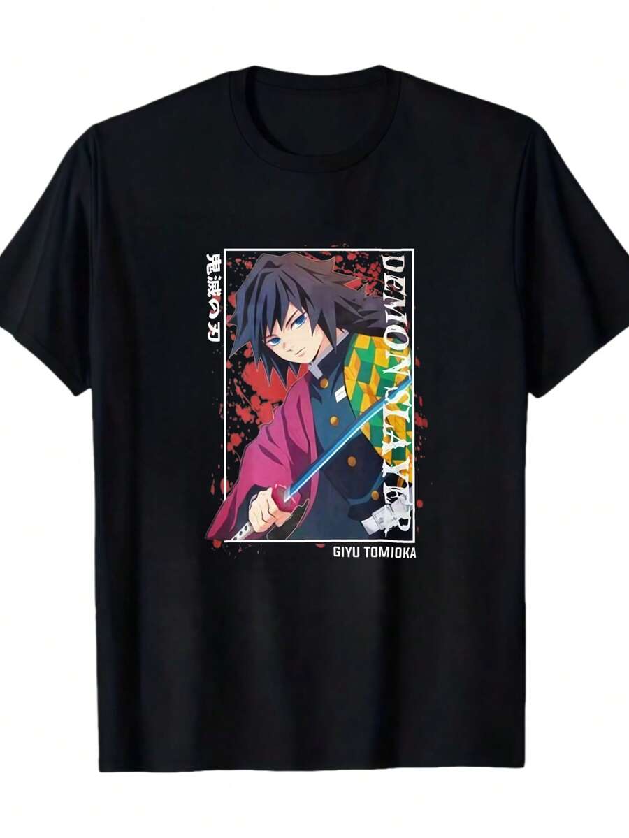 A Casual Printed Round Neck Pullover Short Sleeved T-Shirt Nezuko Kid Slayers Anime Manga Demon Ladies' Crewneck T-Shirt T-Shirts Bring Joy And Happiness To Every Child - 黑色9 - 查看 1
