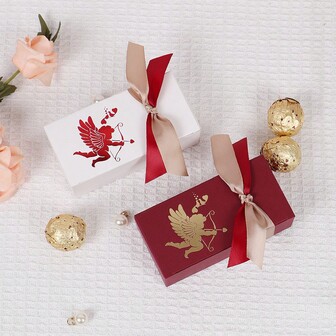 10pcs Mini Valentine Party Favor Boxes With Cartoon Design And Ribbon Valentines Day Packaging Boxes Wedding Party Favors