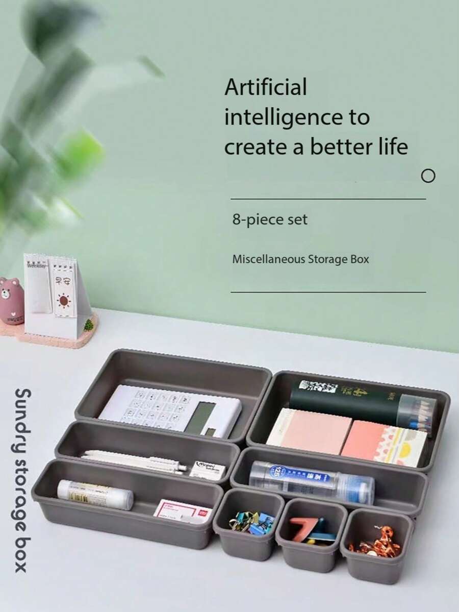 8-Piece Drawer Organizer Set, Plastic Drawer Organization System, Box Organizer Drawer For Socks, Underwear, Clothing, Combs, Offices And Kitchen Appliances - 1 Set - View 1