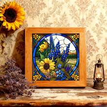 1 Set 5D Diamond Painting Kit - "Floral Bouquet In Stained Glass: The Artistic Window Of Vibrant Blooms" - Large Size Full Diamond Art DIY Diamond Painting Kit, Frameless Mosaic Full Round Acrylic Diamond Art DIY Diamond Painting Kit, Suitable For Home And Office Desktop Decor, Tabletop Decor And Wall Decor, Ideal Home Decor Gift For Living Room, Bedroom, Study - Multicolor - View 14
