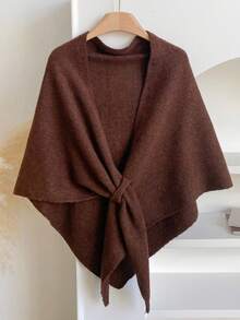 1pc Women's Solid Color Triangular Wool Blend Loose Knit Shawl, Elegant Style, Suitable For Outdoor Travel In Autumn/Winter And Snowy Season - Nhiều màu - Xem 9