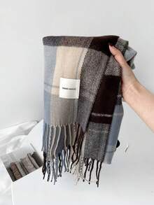 1 Stück Damen Karomuster Schal mit Fransen, Kunstkaschmir, warm, geeignet als Accessoire für den täglichen Gebrauch im Herbst und Winter - Verschiedenfarbig - Übersicht 9