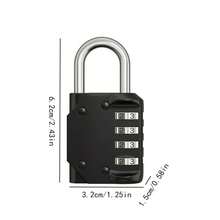 1个数字密码安全锁，4位密码锁，可重置密码，高强度锌合金外壳，坚固防砸防盗防割防水防锈，适用于室内外学生宿舍仓库家居橱柜行李箱等。
