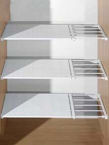 1pc Wardrobe Shelf, Multi-Layer Storage Rack, Nail-Free Expandable Dorm Cabinet, Bathroom Kitchen Organizer, Storage Cabinet, Multi-Layer Shelving Unit - Multicolor - View 9