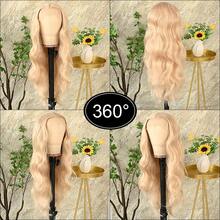13X4 Light Blue Long Body Wave Lace Front Wig 28" Long Wavy Wigs Glueless Free Part 180% Density Blue Wavy Hair With Adjustable Straps & Combs Heat Resistant Blue Color Loose Wave Synthetic Hair Replacement Wigs For Women Perfect For Daily Wear Parties & Special Occasions - Light Blonde - View 8