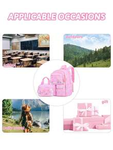 2pcs/Set Girls Backpack With Lunch Box Bag, Girls School Bag, Butterfly Backpack Travel Bag, Back To School Essential, Suitable For Teenage Girls, Students, Middle & High School - Multicolor - View 4